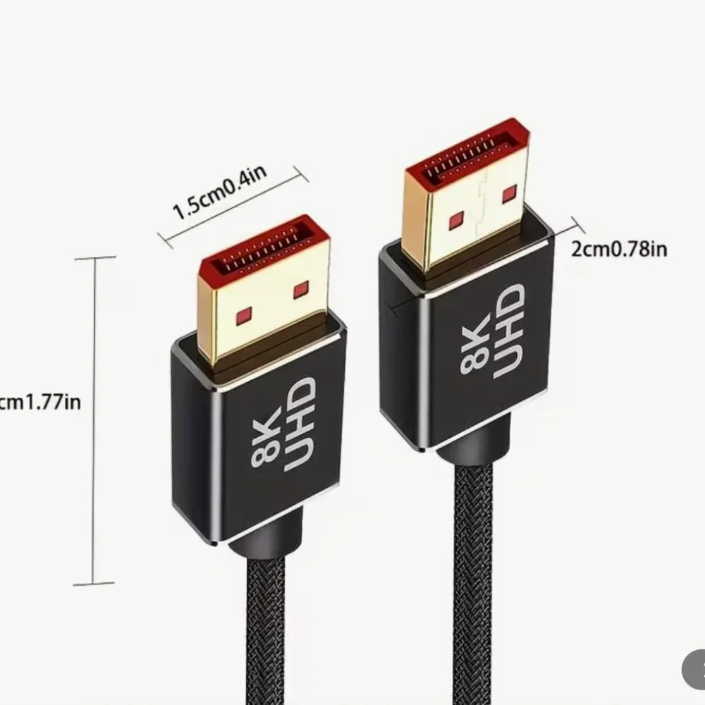 NEW - 8K 4K DisplayPort Cable 1.4 6.6FT DP Cord VESA Certified 8K60Hz 4K144Hz